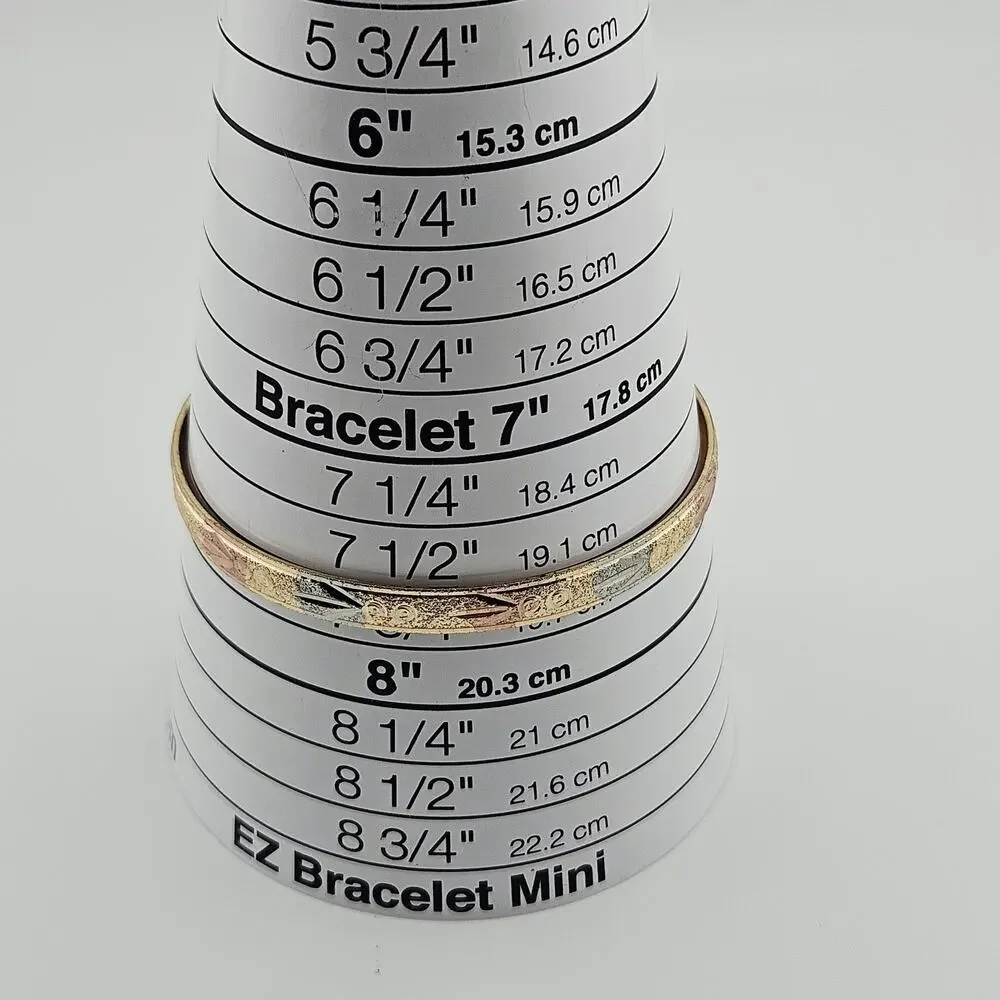 Tri Colored Metal Bangle Bracelet Artisian Elevated Basic Stackable Contemporary